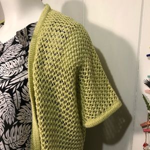 Chico’s - sz 3 open front large knit green sweater